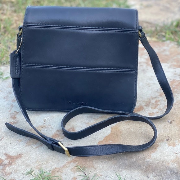 Coach vintage 90’s Tribeca flap crossbody bag smooth black leather - Picture 1 of 16